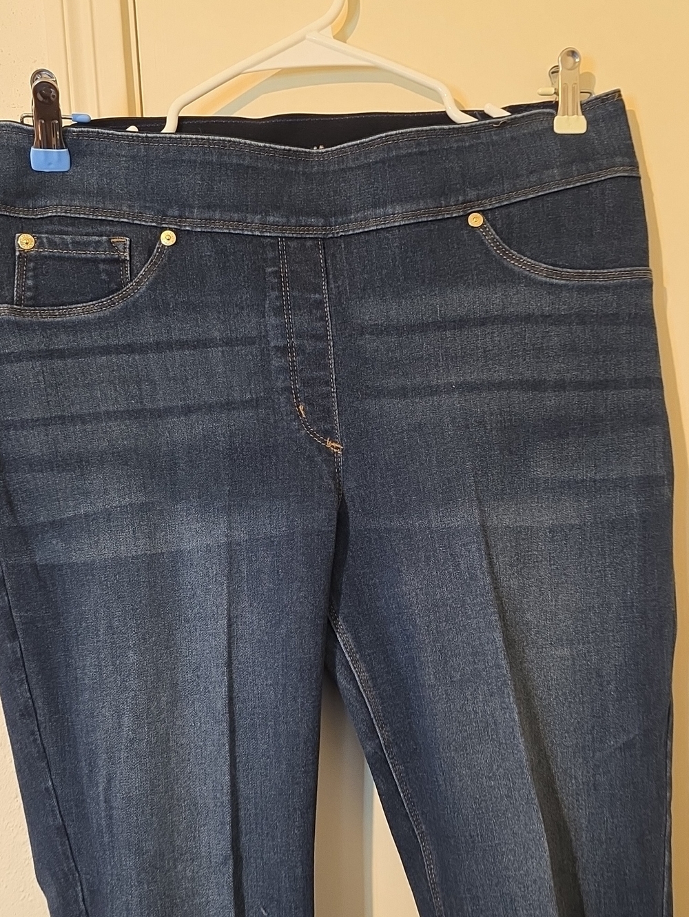 High-Rise Dark Blue Stretch Jeans for Women